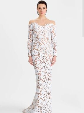Nadine Merabi Melissa White Wedding Dress Size 6 NWT Floral Bridal Gown